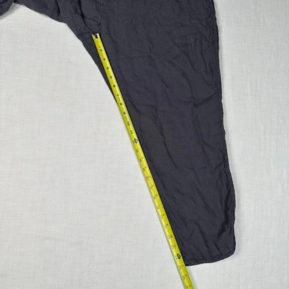 Caslon 100% Linen‎ Pull On Cropped Pants XXL Gray Drawstring Tulip Hem Pockets